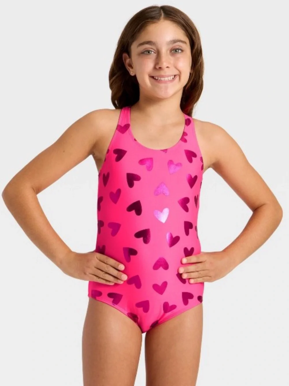 Cat & Jack Girls' Cutie Hearts One Piece Swimsuit - Pink